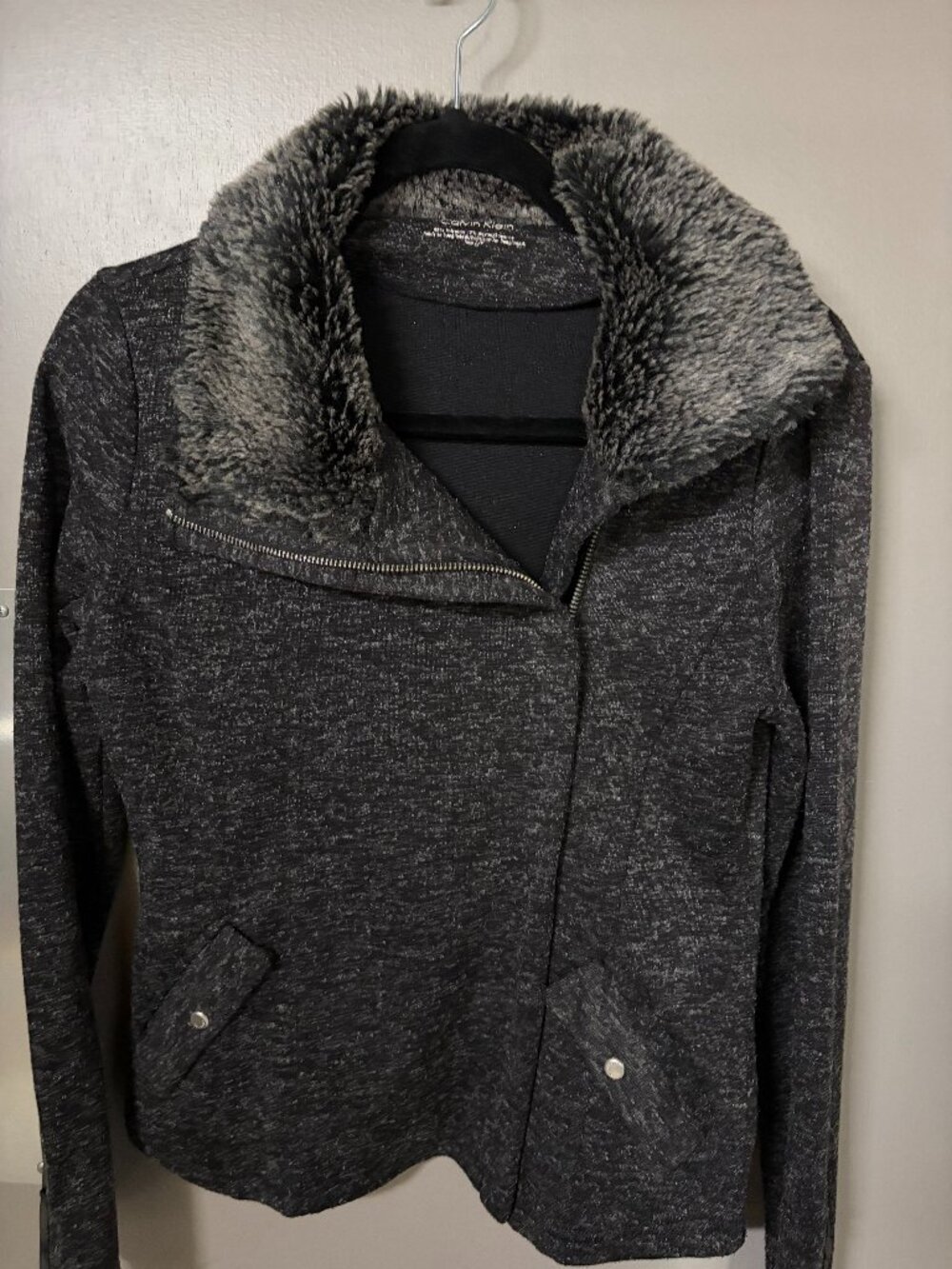 Calvin Klein Faux Fur Collar Jacket